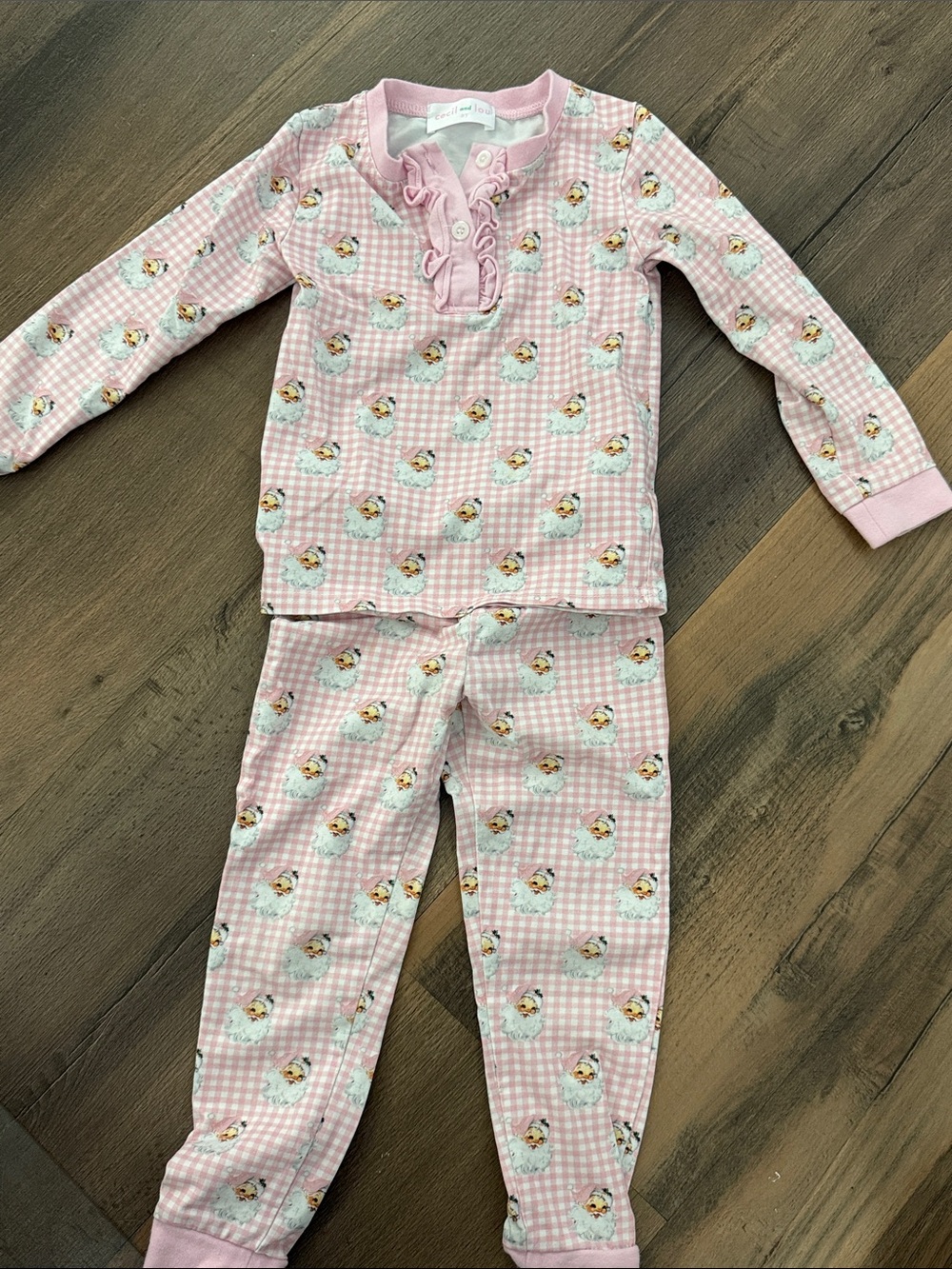 Cecil and Lou Gingham Santa Pajamas size 3